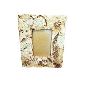 Rare Vintage Stone Leaf Embossed Freestanding Picture Photo Frame